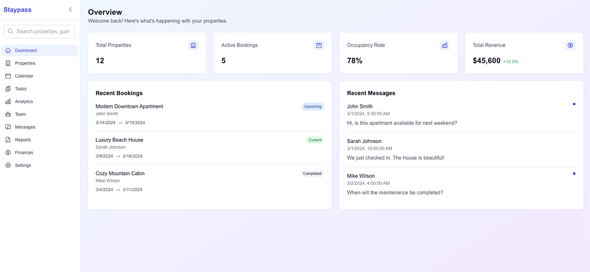 Staypass Dashboard Preview